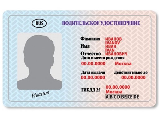 водительское удостоверение РФ